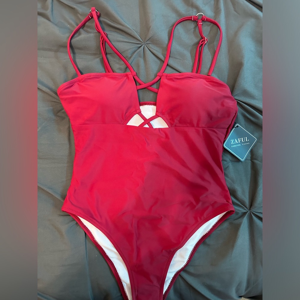 Zaful NWT Red One-Piece Criss-Cross